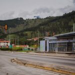 View of La Parroquia tram stop and surrounding hills in Mérida, Venezuela.
