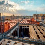 wooden and metal elements at construction site