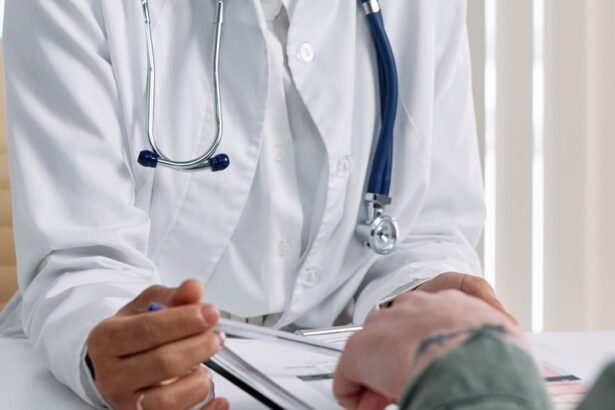 hands of doctor and patient on table