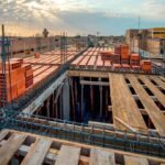 wooden and metal elements at construction site