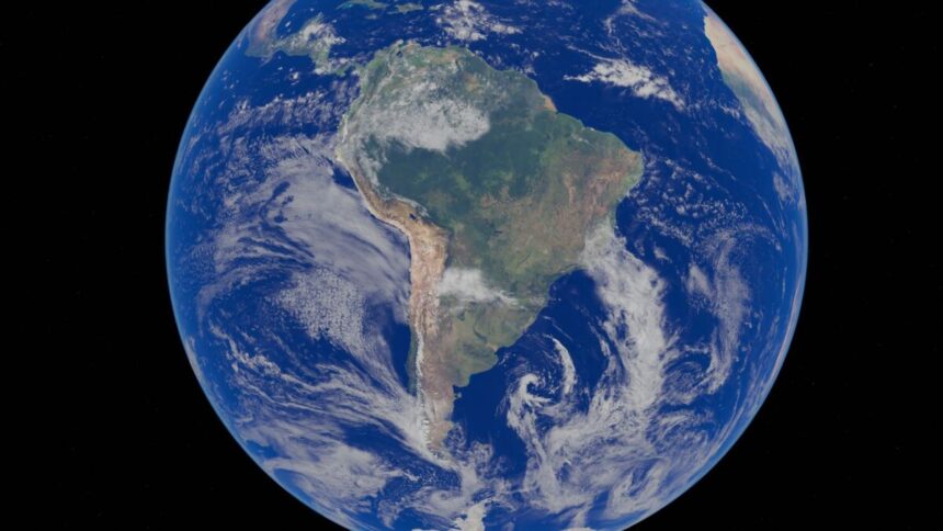 satellite view of earth highlighting south america